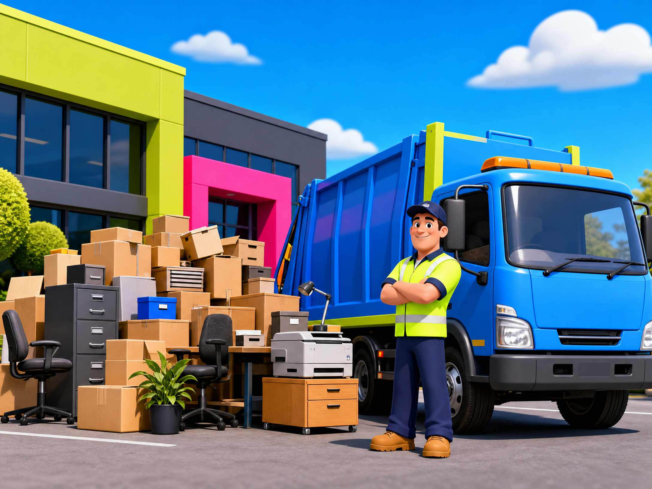 Cartoon commercial rubbish removal in Brisbane for rubbish removal in Brisbane, Queensland
