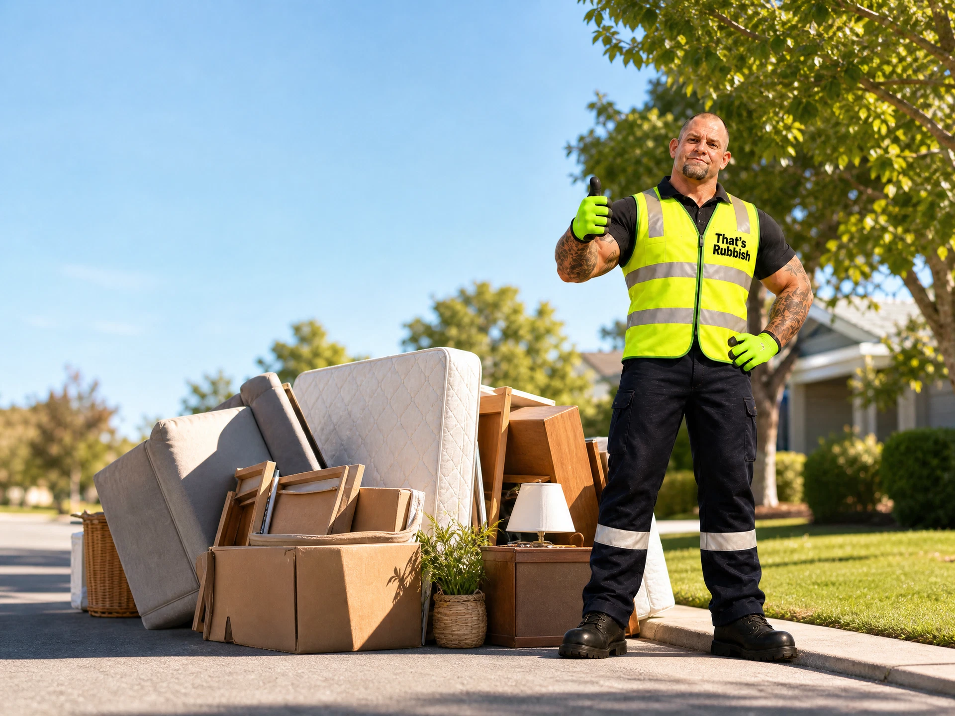 Real Jake beside a residential rubbish-removal job in ipswich for Ipswich rubbish removal