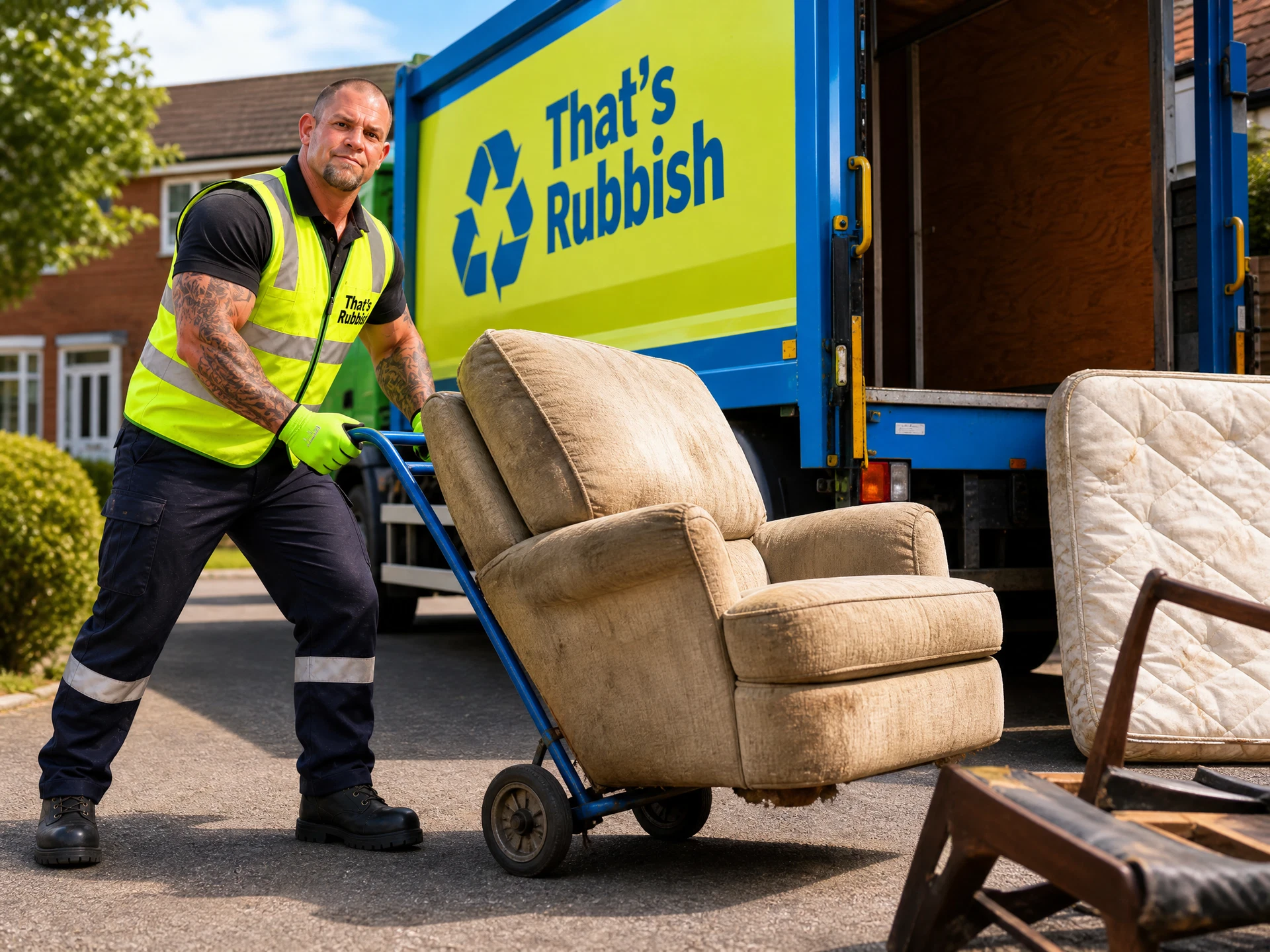 Real Jake removing worn-out furniture in blackstone for Blackstone rubbish removal