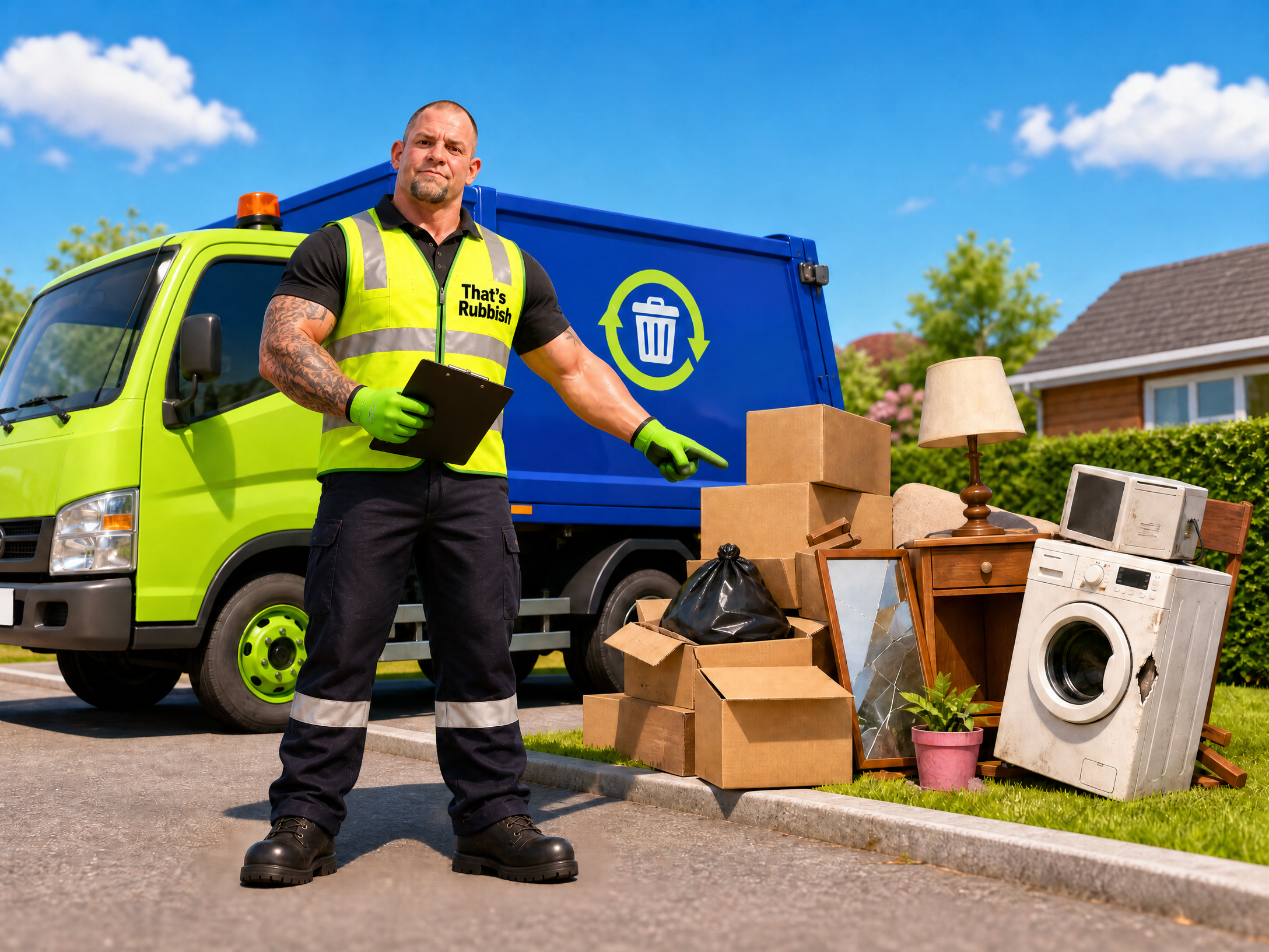 Real Jake beside household general rubbish ready for removal