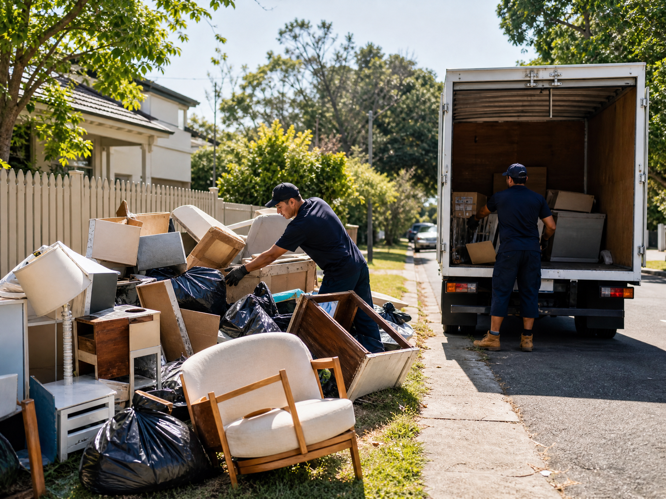 Cartoon household junk pile removal in Collingwood Park for rubbish removal in Collingwood Park, Queensland
